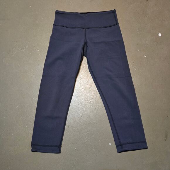 Lululemon Mid Rise Gray‎ Black Reversible Crop Leggings Women's Size 4 - Picture 5 of 9